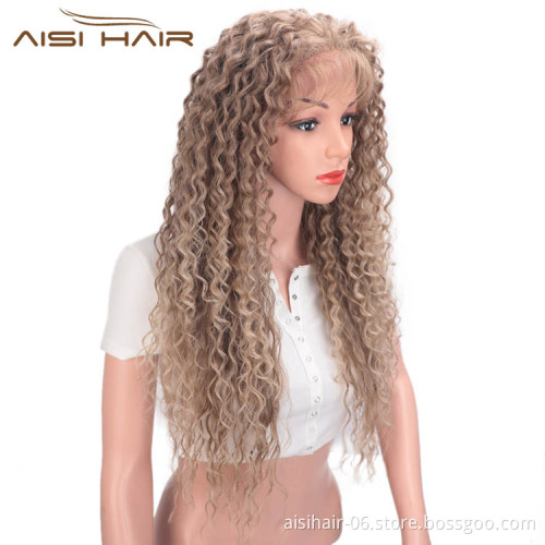 Aisi Hair 13x6 Long Wavy Brown Wig Afro Kinky Curly Lace Frontal Wig Deep Wave Fluffy Front Lace Hair Wigs For Black Women